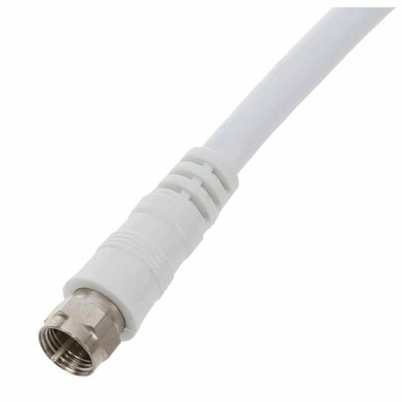 White 6.6ft 9.5mm 90 Degrees Male to F type Male Coaxial TV Satellite Anten C9Z2