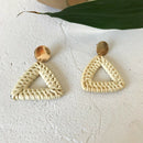 Geometric Rattan Earrings Woven Handmade Straw Earrings Wicker Braid Earrin
