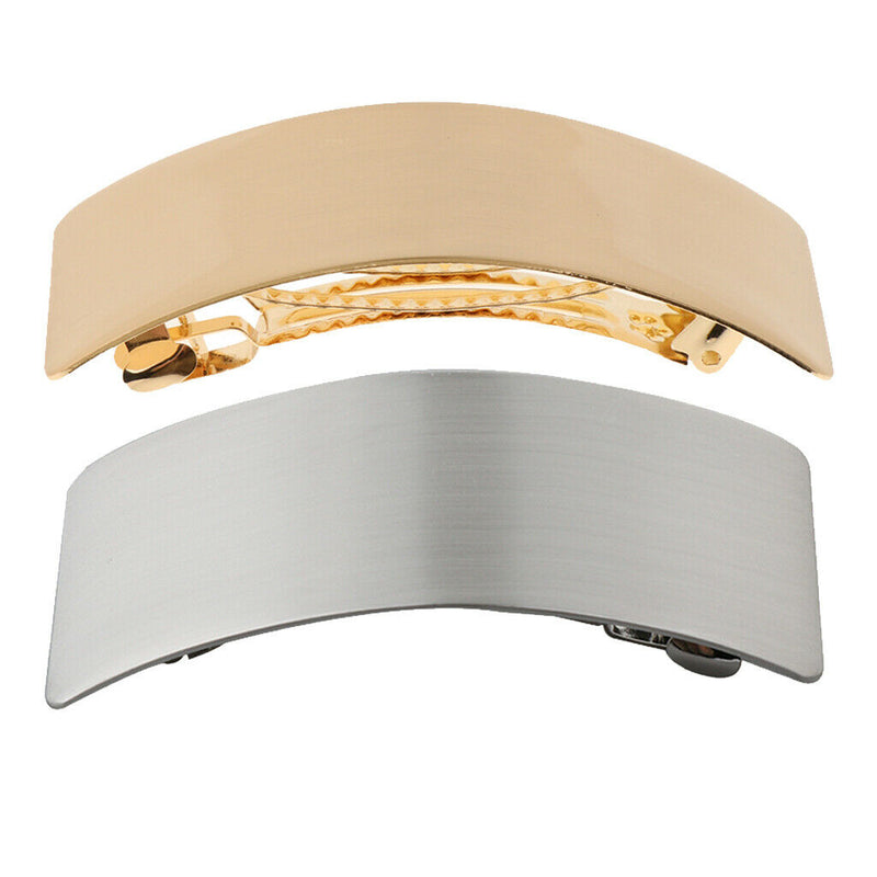 2x Automatic Metal French Barrette Large Hair Clip Pin Ponytail Holder