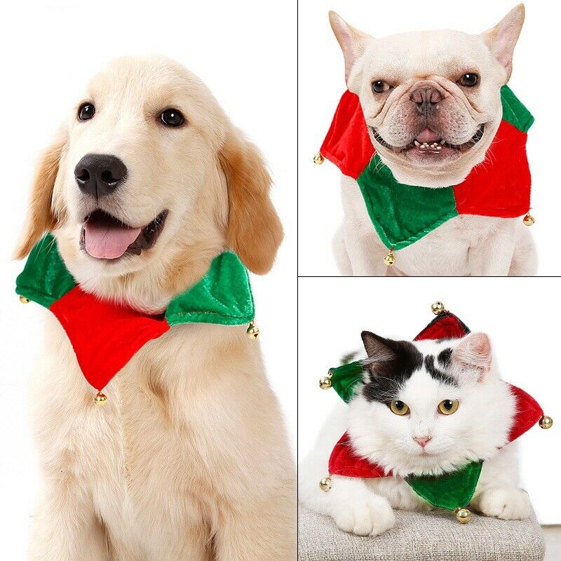 Christmas Cat Dog Bandana Bibs Scarf Collar Adjustable Pet Cute Heart Necke