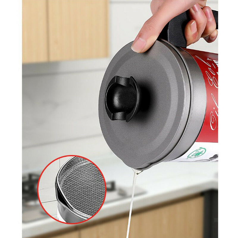 2pcs 1.7L Kitchen Oil Dripping Pot - Non Stick Container / Strainer Grease Can
