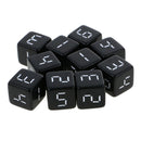 Set of 10 D6 Dice Six Sided Die Black with White Numbers for Dice Game 16mm