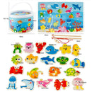 Baby Kids Magnetic Fishing Game Wooden Toys Puzzle Jigsaw Educational Toys