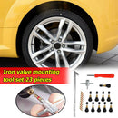 23pcs/set Valve Cores+Valve Stems+Core Remover+Metal Stem Puller+4 Way Tool Kits