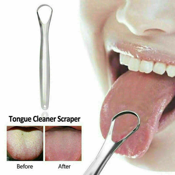 Stainless Tongue Scraper Fresh Breath Metal Cleaning Cleaner Tool for Oral Care/