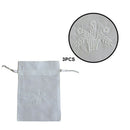 3x Small White Drawstring Gift Bag Cotton Cloth Jewelry Pouch Wedding Embroidery