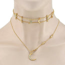 Stylish Boho Multilayer Choker Pendant Necklace Crystal Star Moon Chain Jewelry