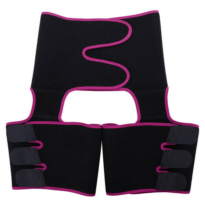 Womens 3-in-1 Thigh Shaper Underbust Girdle Belt Exercise Body Shaper Pink - M
