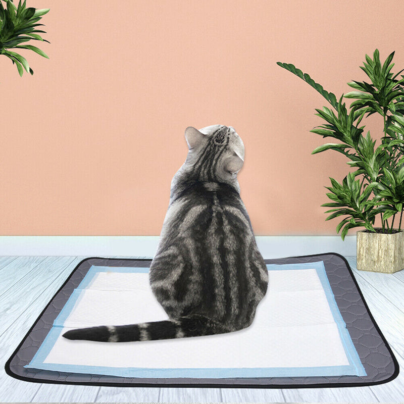 Washable Pet Diaper Pad Waterproof Durable Urine Absorbent Mat (Gray M) A
