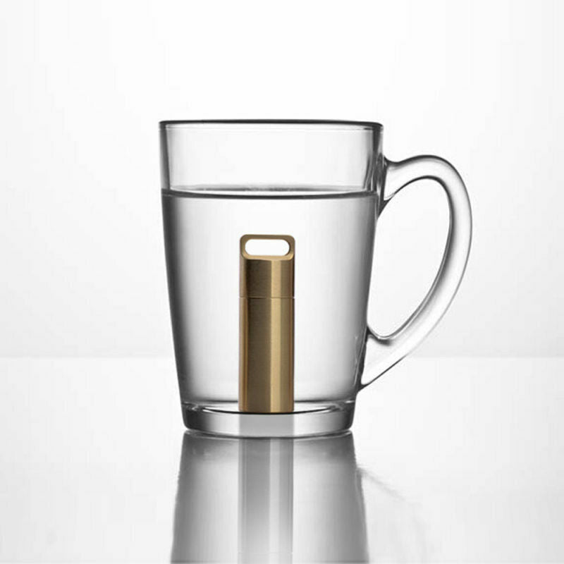 1x Waterproof Matel Brass Pill Box Case Bottle Drug Holder Keychain Con AJU