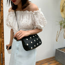 Daisy Flower Crossbody Bag Women PU Elegant Shoulder Tote Handbag (Black) A