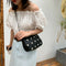 Daisy Flower Crossbody Bag Women PU Elegant Shoulder Tote Handbag (Black) A