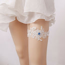 Wedding Garter Blue Rhinestone White Embroidery Floral Sexy Garters for Wom L5H7