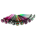 5 Pair Assorted Color Taper Double O-ring Cheater Illusion Ear Plug 1mm(12Gauge)