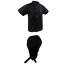 Black Chef Jacket Hotel Kitchen Apparel Coat Waiter Uniform M Chef Hat Cap