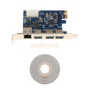 Gigabit Ethernet 3 Port USB 3.0 to PCI-E Card Adapter Converter for Desktop