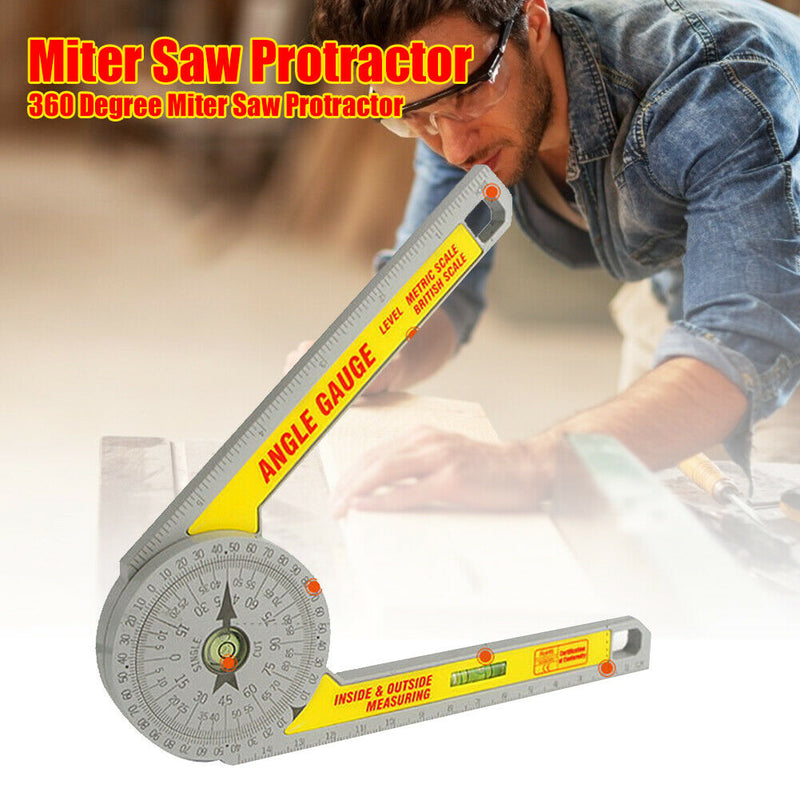 360 Degree Miter Saw Protractor w/Leveling Bubble Angle Finder Gauge Ruler
