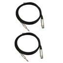 2Pack XLR Female Socket to 6.35mm 1/4'' Mono Male Jack Shielded Plug Stereo