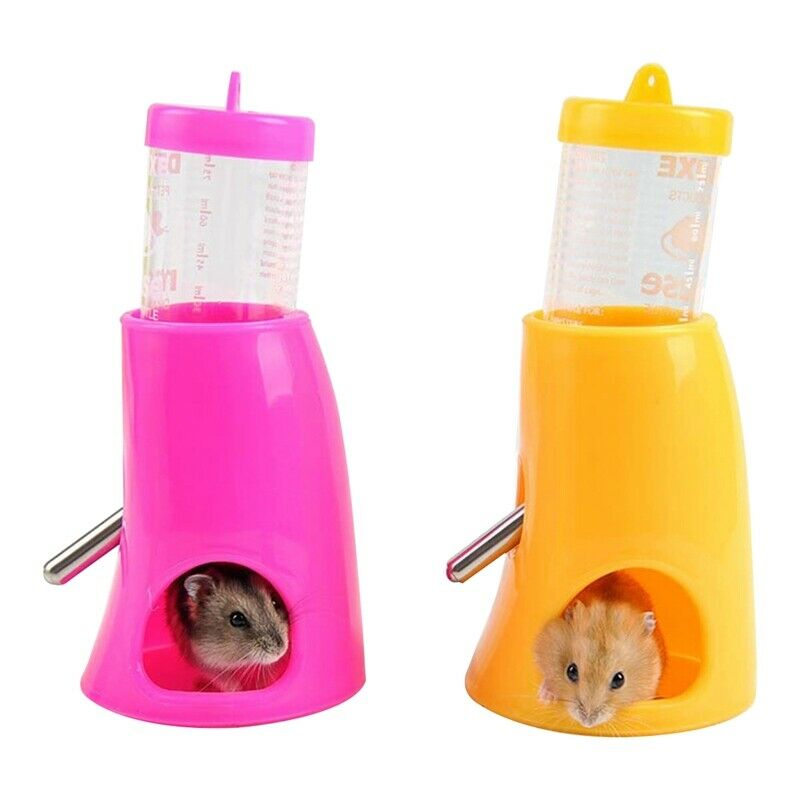 Hamster Mice Water Bottle Nipple Holder Dispenser with base hut for rodent  O1A2