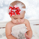 Christmas Baby Girls Toddler Bow Feather Headband Snow Flower Girl Hair Headwear