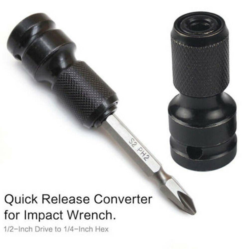 1/2" to 1/4" Drive Socket Adapter Reducer Air Impact Screwdriver Bits Chuck