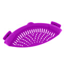 Kitchen Silicone Food Strainer Veggies Fruits Colander for Pots Pans Purple