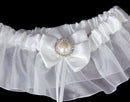 Prom Sexy Bridal Rhinestone With Bow Wedding Garter Satin Toss -Ivory