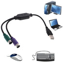 1Pc USB male to dual PS2 female cable adapter converter use for keyboard mouseTE
