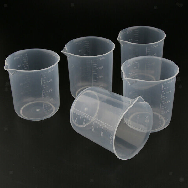 5 Pcs 500ml Plastic Clear Measuring Measurement Cup Lab Kitchen