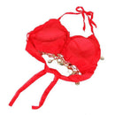 Sexy Lace Pleated Chiffon Coins Belly Dance Bra Top Costume (Red)