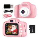 Dual Lens Kids Mini Digital Camera + 32GB TF Card USB Card Reader (Pink) A