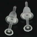 50pcs Clear Plastic Stem Rubber Anti-Allergy Ear Stud Replacement Earring