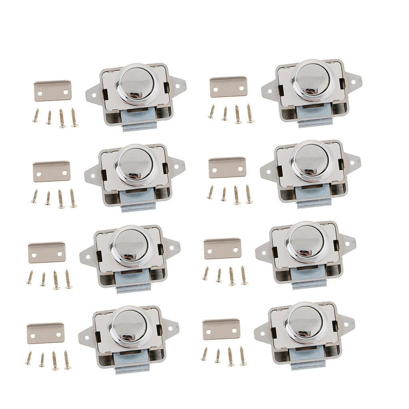 8 Pieces Push Button Cupboard Catch Lock Latch for Motorhome RV Boat New
