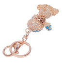 Poodle Dog Rhinestone Crystal Keyring Charm Pendant blue A1F5