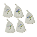 5x Natural Wool Hat Sauna Banya Bath House Head Protect Embroidered Cap