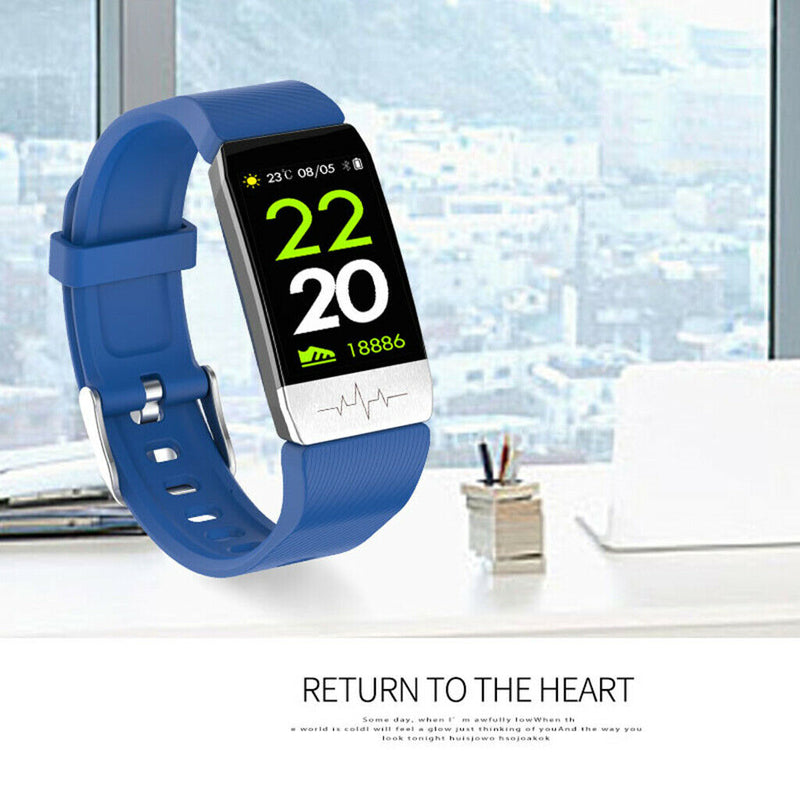 Smart Watch Blood Pressure Measurement Waterproof Fitness Tracker Blue