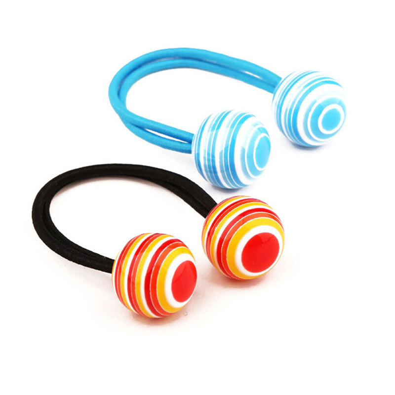 Striped Ball Elastic Rope  Hair Ties Ponytail Holder Head Band Hairbands  OZ