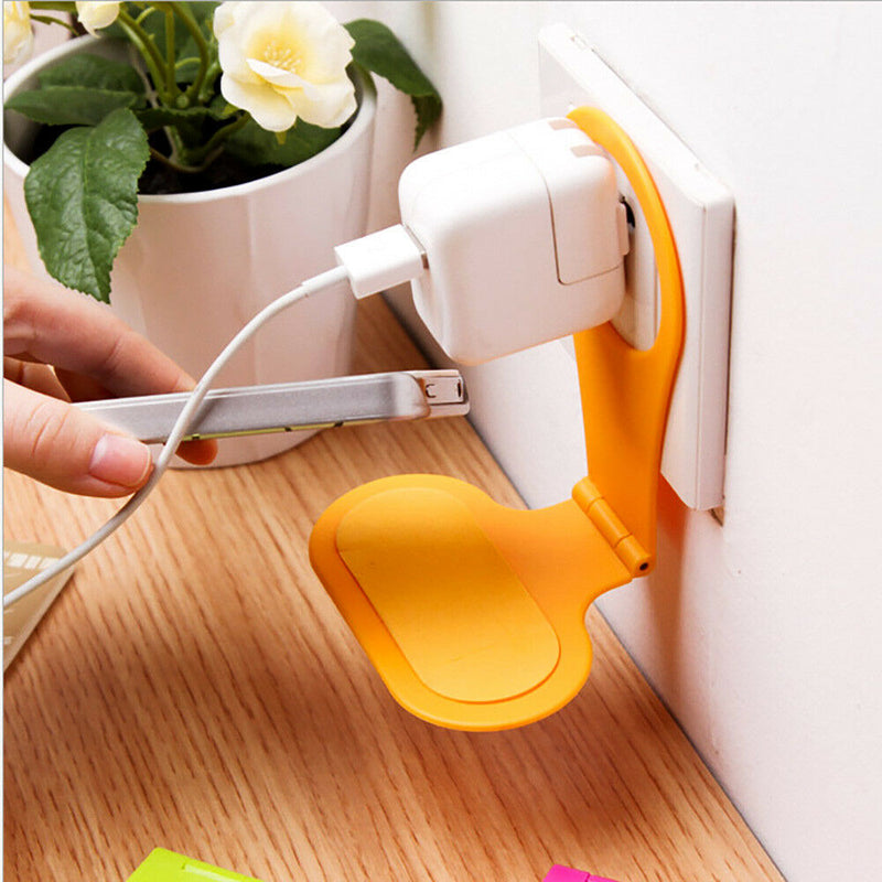 2PCS Foldable Cell Phone Charging Rack Holder Wall Charger Adapter Hanger Shelf