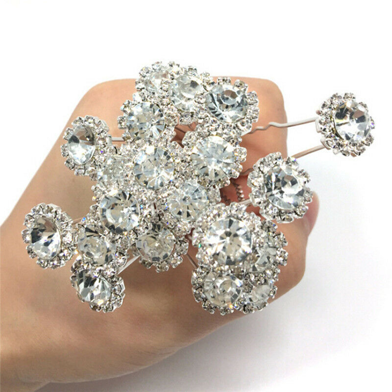 10 Diamante Rhinestones Bridal Wedding Prom Women Hair Pins Clips Fashion J Gn