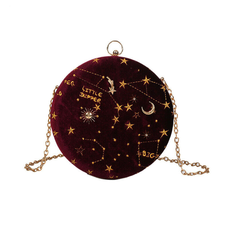 Starry Sky Circular Fashion Suede Shoulder Bag Chain Belt Women'S Crossbody B1F6