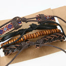 Man European Hot Retro Multilevel Cowhide Handmade Woven Bracelet A