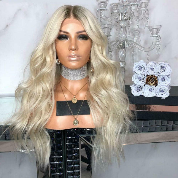 Women Cool Gradient Brown Blonde Long Full Wavy Wig Curly Natural Hair Wigs