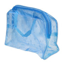 Floral Print Transparent Waterproof Cosmetic Bag Toiletry Bathing Pouch Blu
