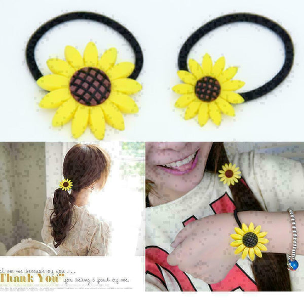 2Pcs Women Girls Hair Band Sunflower Ties Rope Ring Hairband Ponytail Holde A0E1