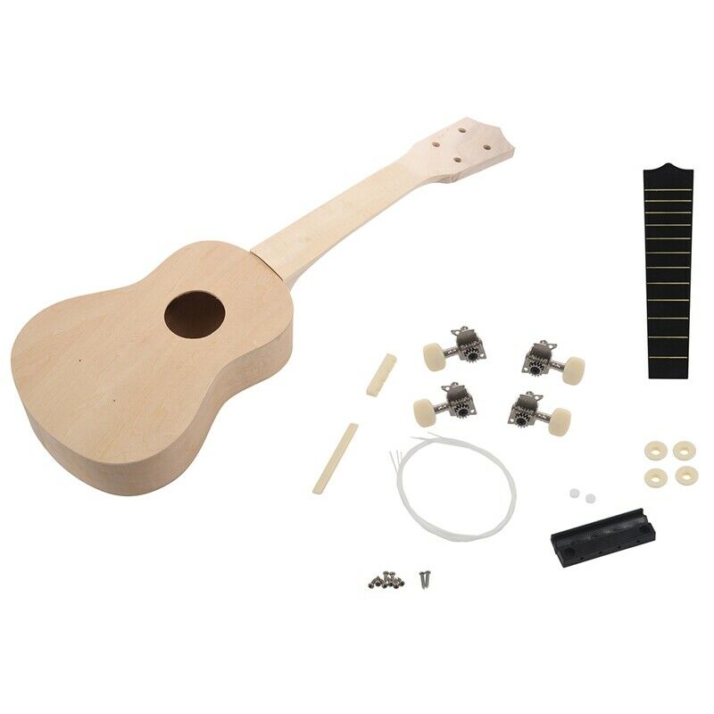 21inch White Wooden Ukulele Soprano Hawaiian Guitar Uke Kit Musical Instrum