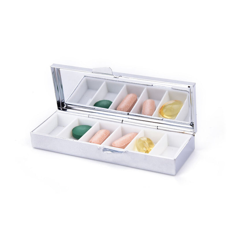 Travel Metal PillBox Medicine Drug Vitamin Tablet Organizer Container Case JBTOC