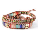 New Chakra Bracelet Fashion Jewelry Natural Stone Bead Handmade Crystal Lea
