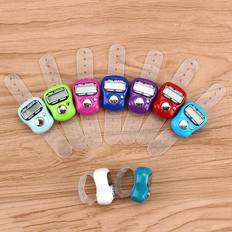 Pedometer Portable Electronic Finger Counter Ring Digit Row Tally Stitch Marker