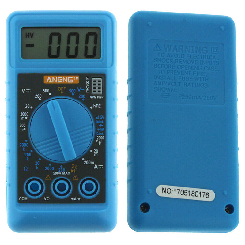 Mini DMM Digital Multi Meter OHM Test Voltmeter Ammeter with Buzzer (Blue)