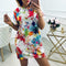 Summer O-neck Short Sleeve Women Dress Casual Floral Dresses (White L) A